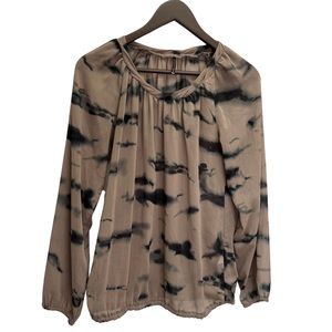 Soya Concept Taupe Black Scoop Neck Long Sleeve Top Size S